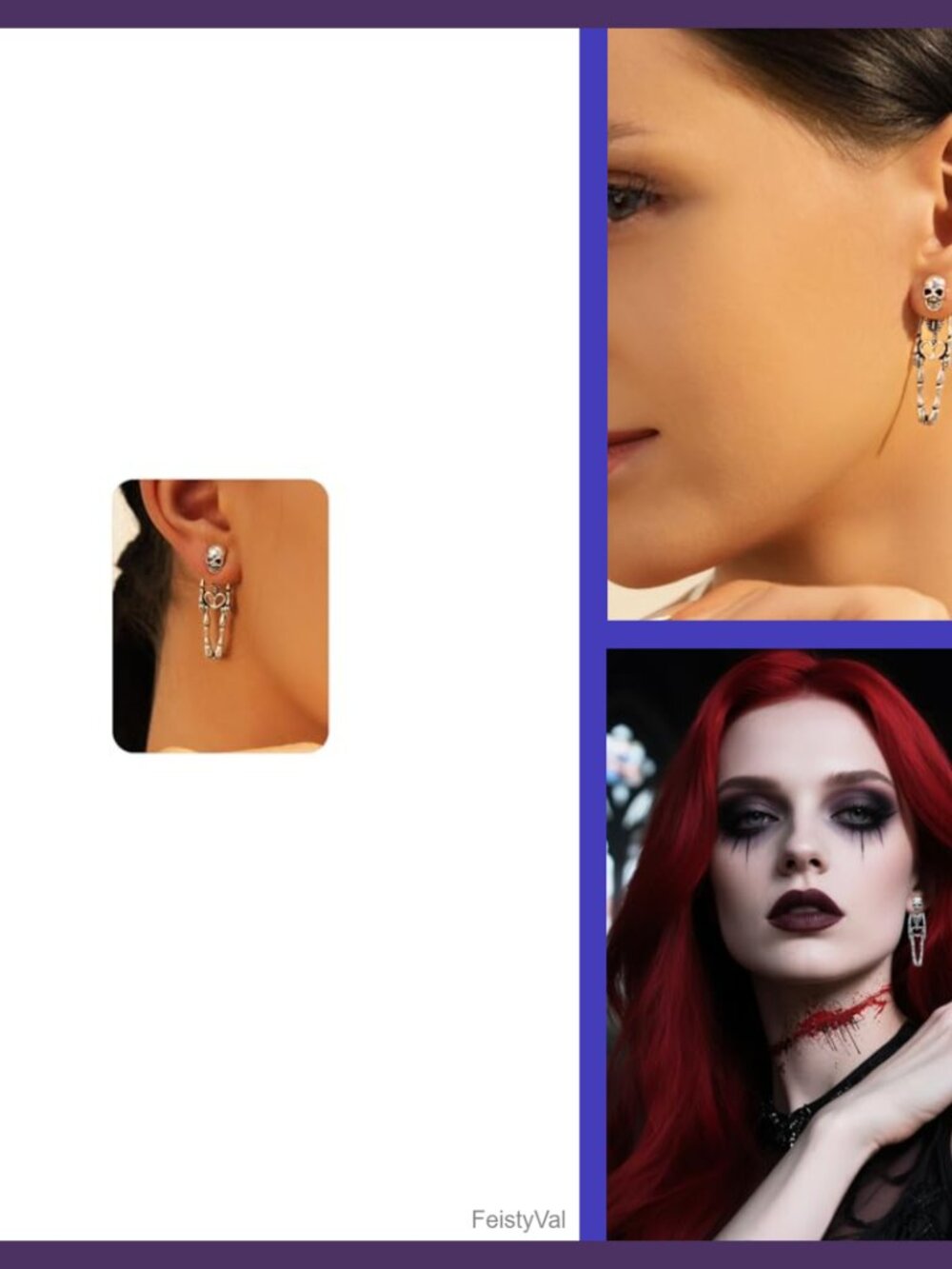 Punk Halloween Skull Skeleton Dangle Earrings